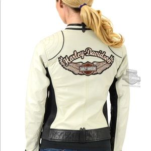 Harley-Davidson Cream and Black Leather Jacket